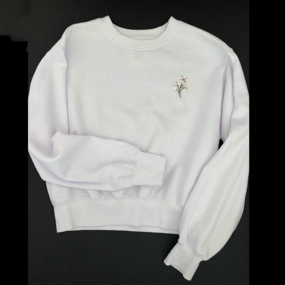 Reflex white embroidered flower crop Sweatshirt sweater - Picture 6 of 9